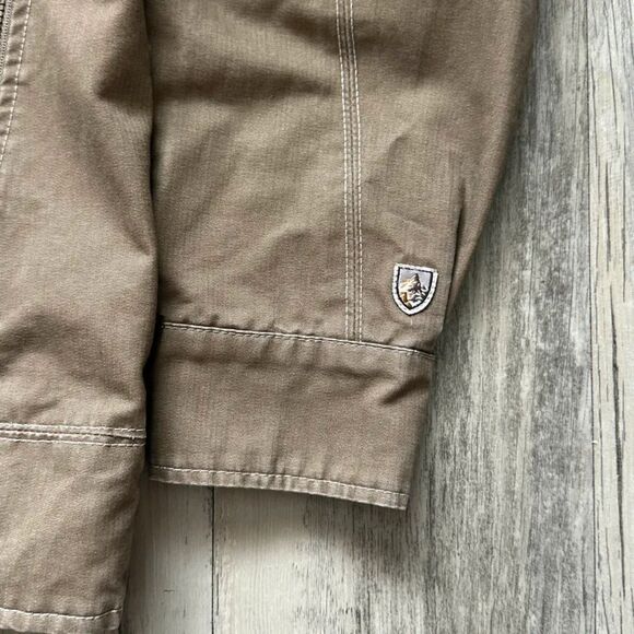 Kuhl Burr Espresso Brown Canvas Vintage Patina Dye Full Zip Jacket Size Small - Picture 2 of 5